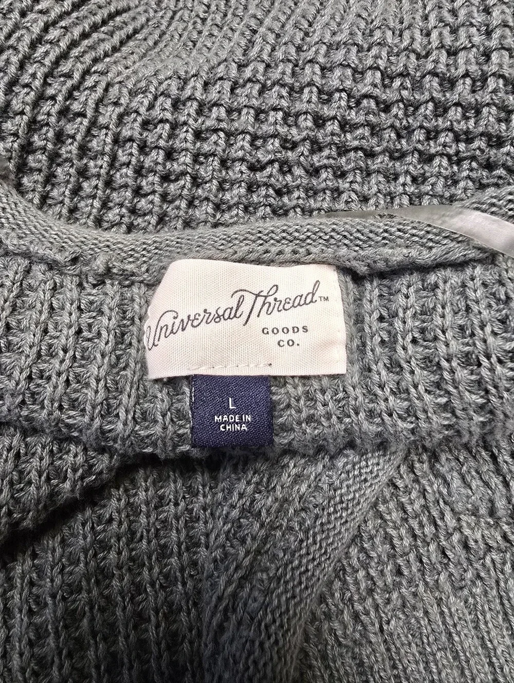 Universal Thread Green Grandmacore Waffle Knit Open Cardigan L 100% Cotton